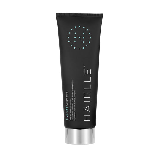 HAIELLE Hydrate Shampoo bottle front showing vegan formula for dry hair.