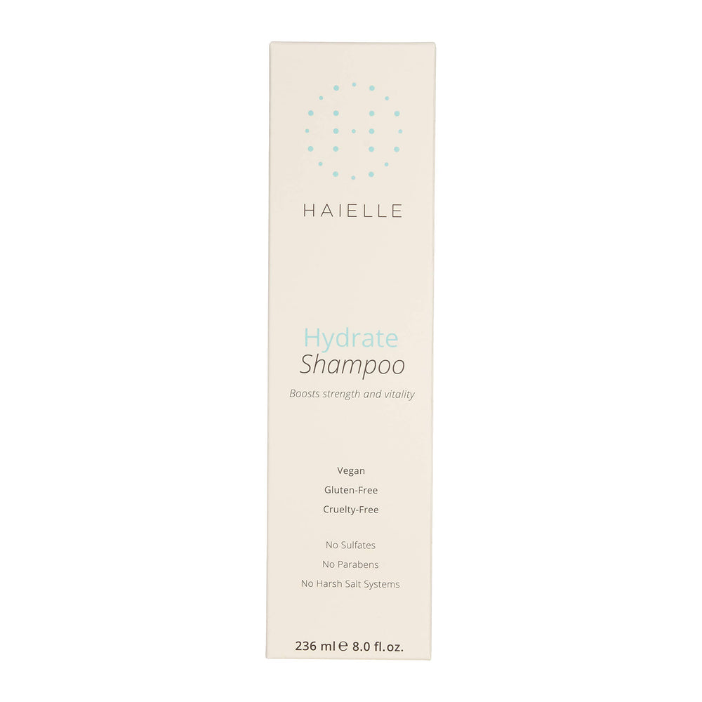 HAIELLE Hydrate Shampoo creates gentle cleansing for dry hair in the shower.