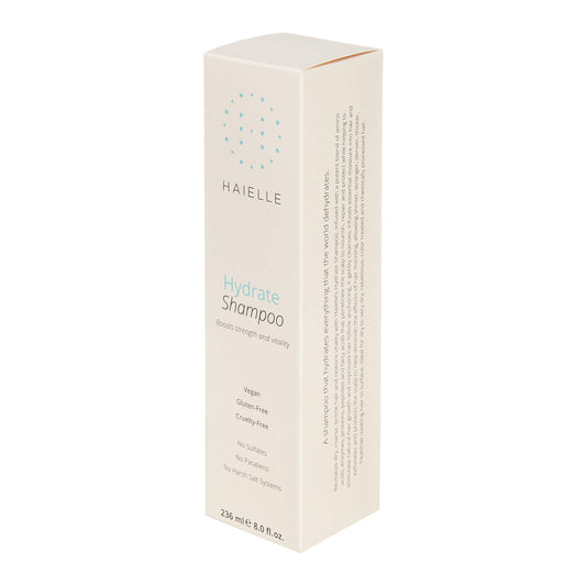 Hands massage HAIELLE Hydrate Shampoo into dry, coarse hair.