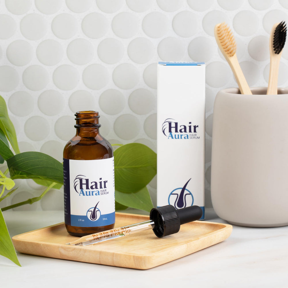 Hair Aura odorless serum close-up for a light, non-greasy experience.