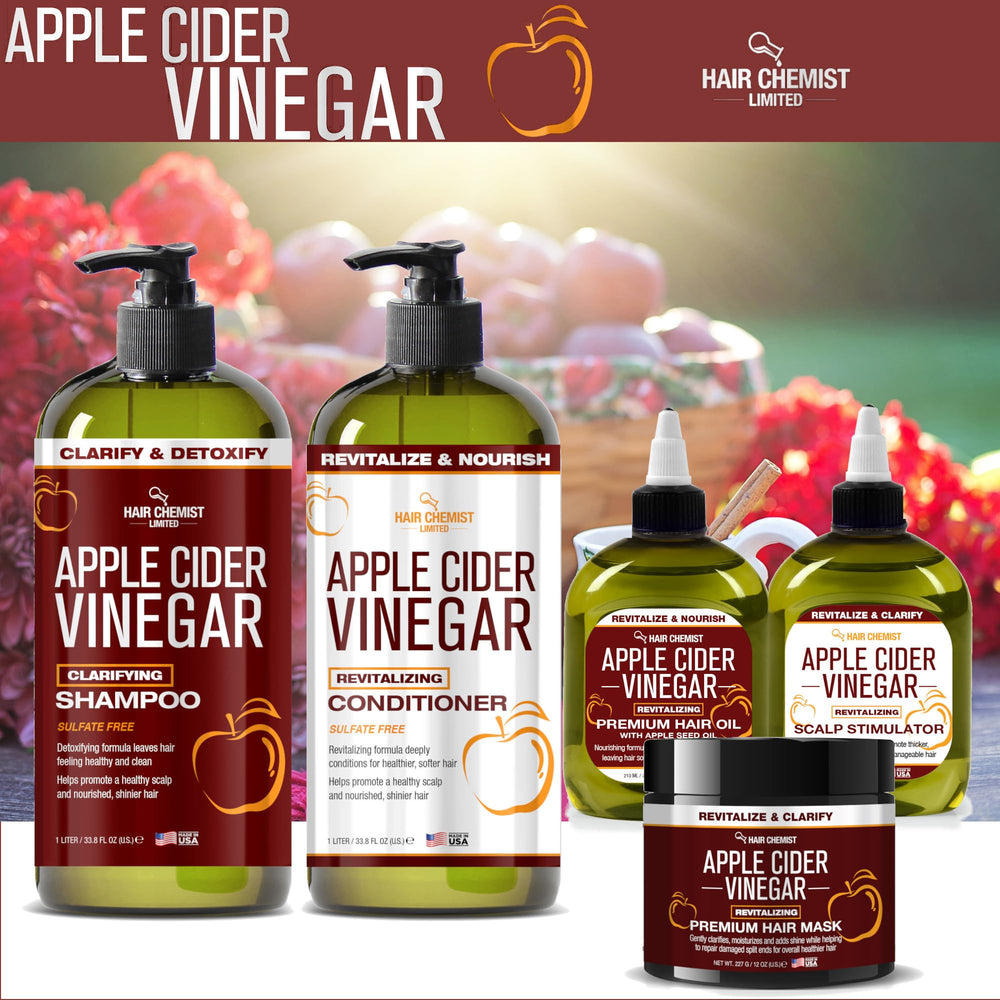 Hair Chemist Apple Cider Vinegar Scalp Stimulator closeup on hair strands before and after use