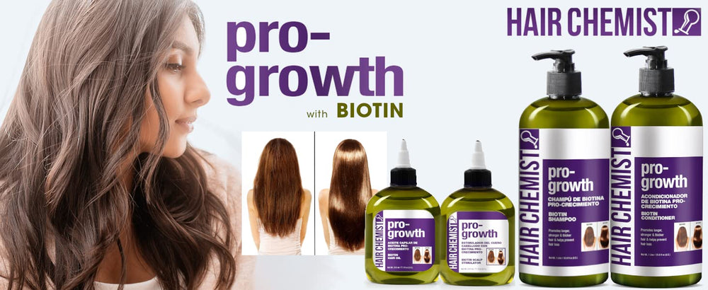 Hair Chemist Biotin Pro-Growth Conditioner packaging display for premium look.