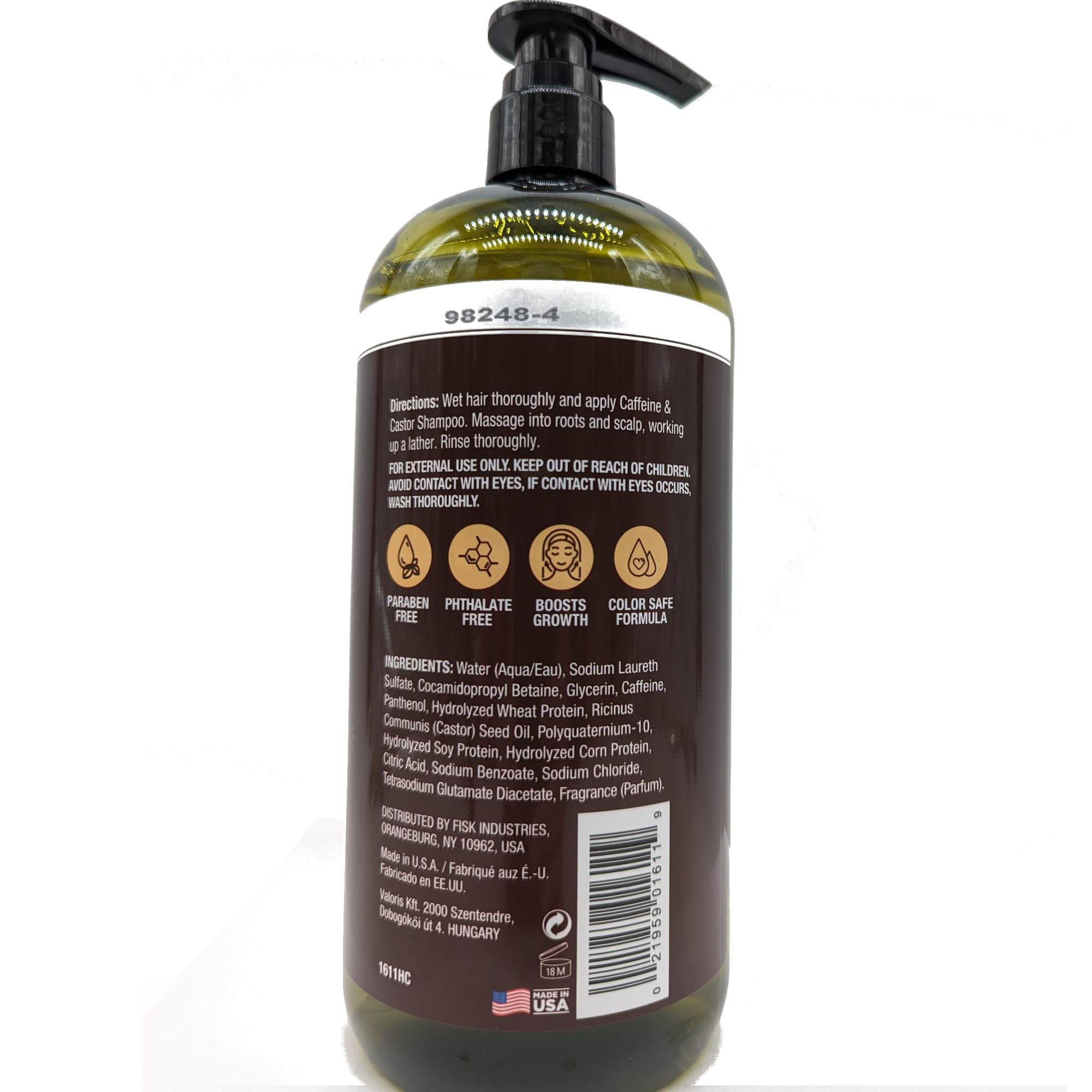 Hair Chemist caffeine castor shampoo pump top highlights easy application for daily use.