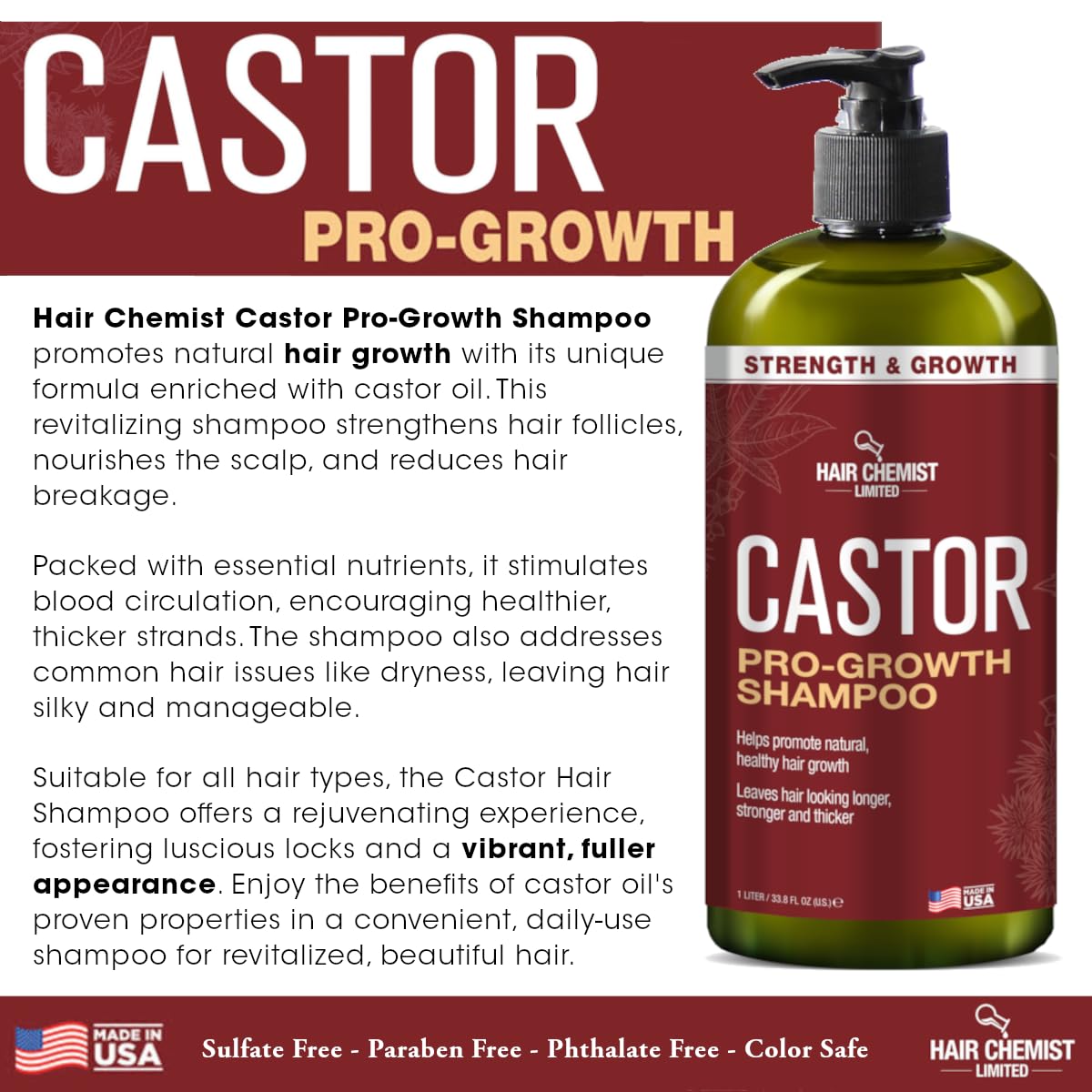Hair Chemist Castor Pro-Growth Conditioner close-up shows bottle design