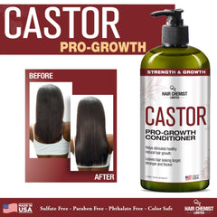 Hair Chemist Castor Pro-Growth bottles proudly made in the USA