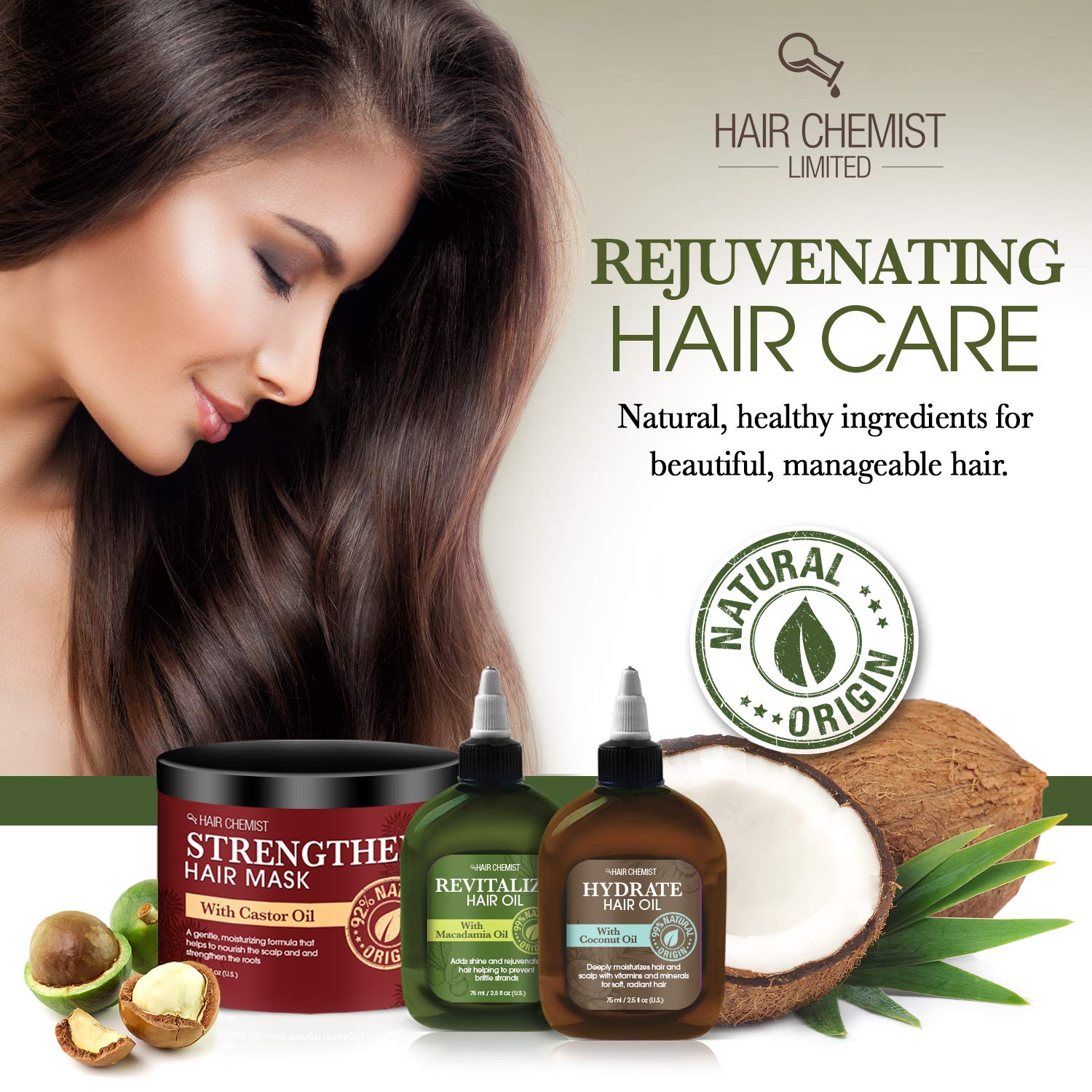 Hair Chemist Coconut Oil Serum dropper application for easy, precise dosing.