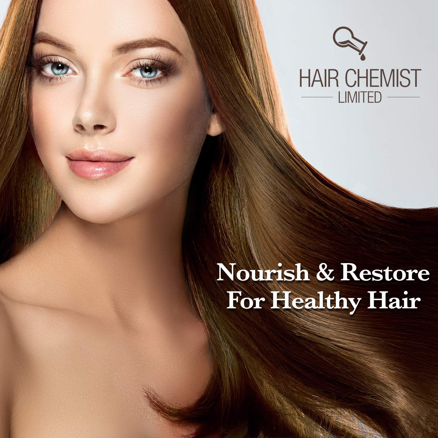 Hair Chemist Coconut Oil Serum in use along damp hair for shine.