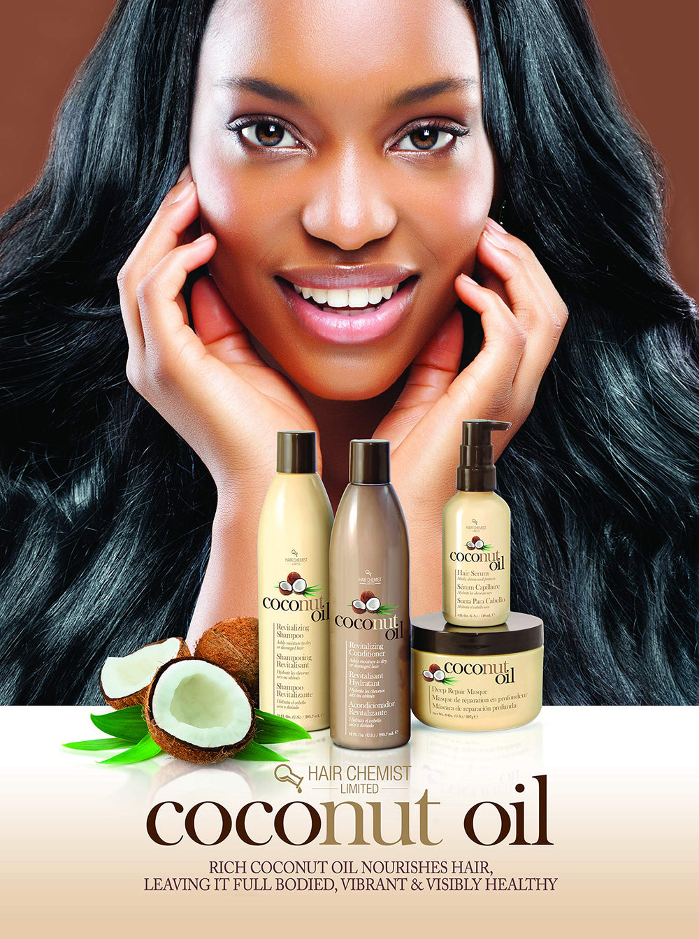 Hair Chemist Coconut Oil Serum ingredients and authenticity on packaging.
