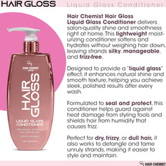Hair Chemist Liquid Glass conditioner seals cuticles for frizz resistance.