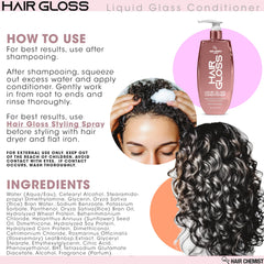 Hair Chemist Hair Gloss Liquid Glass applied to smooth, tame strands.
