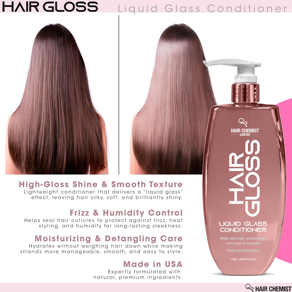 Hair Chemist Hair Gloss Liquid Glass demonstrates detangling action on strands.
