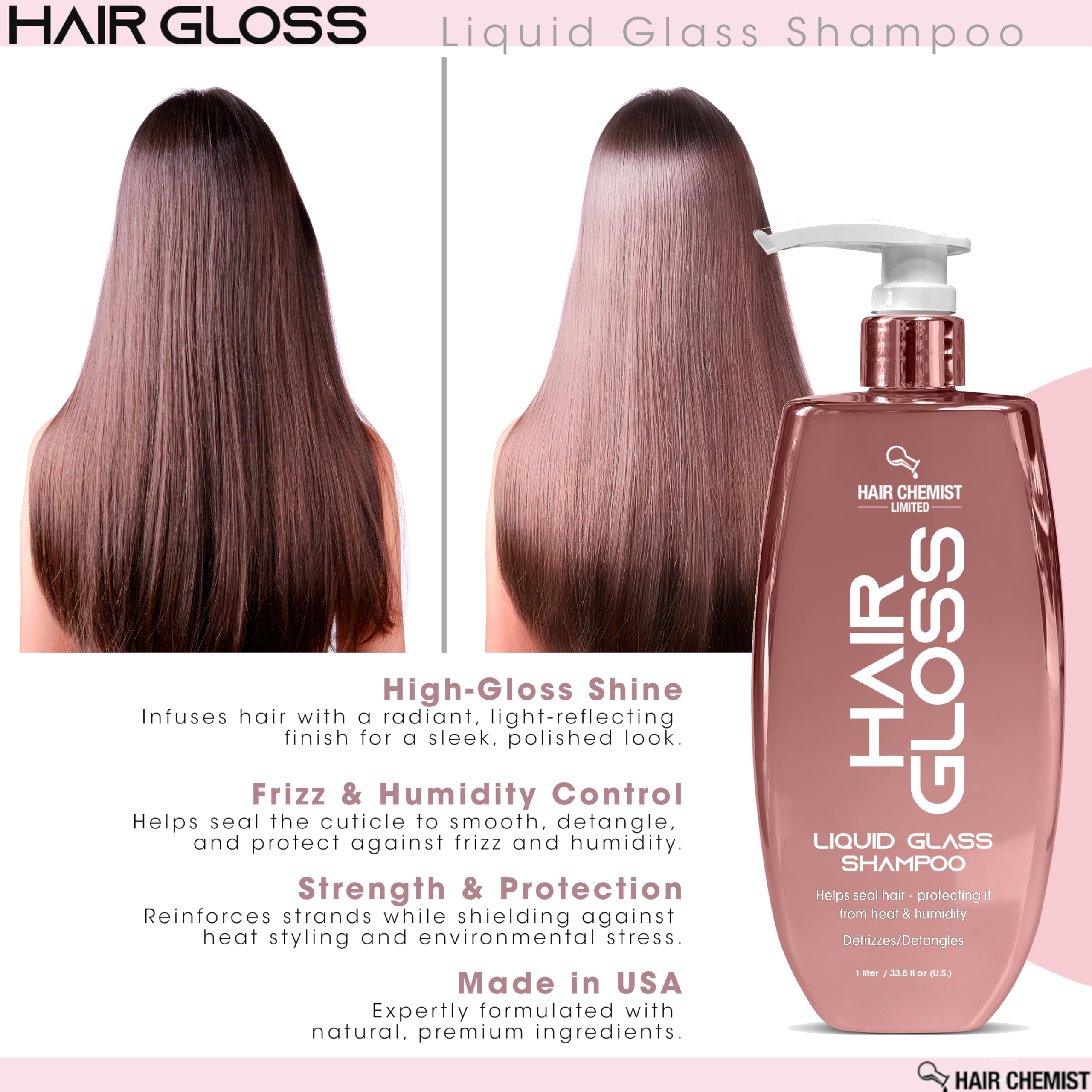 Cuticle seal emphasis by Hair Chemist Liquid Glass Shampoo