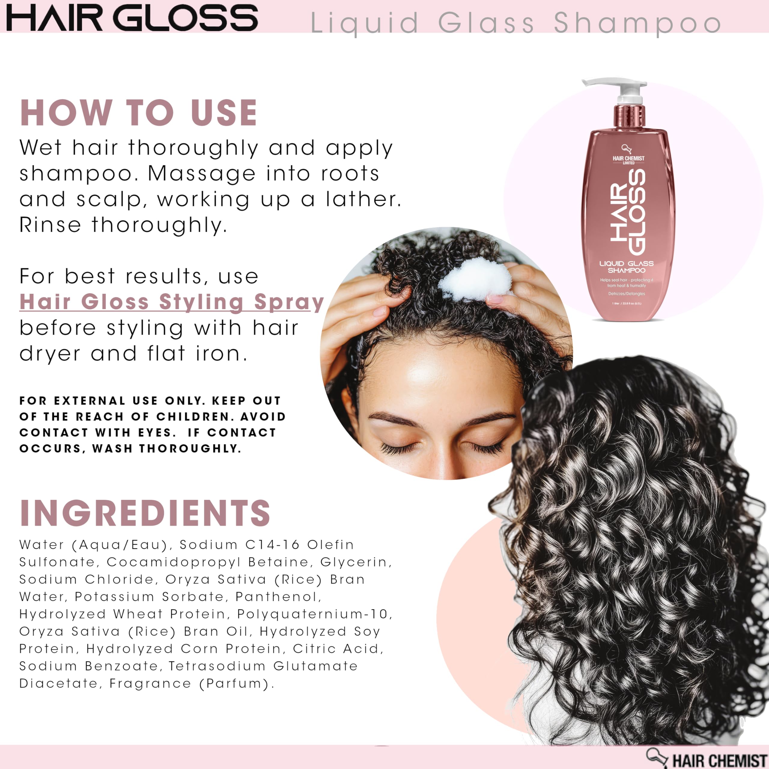 Heat shield protection imagery for Hair Chemist Liquid Glass Shampoo