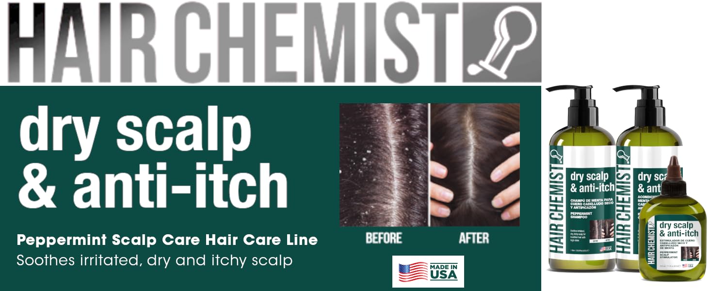 Hair Chemist Packaging box shows USA-made quality and value.