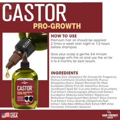 Hair Chemist Pro-Growth Castor Oil on hair; adds natural shine without weighing hair down.