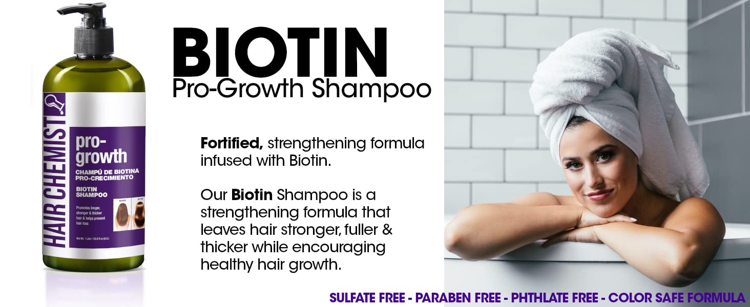 Hair Chemist Pro-Growth Shampoo close up glossy healthy looking hair