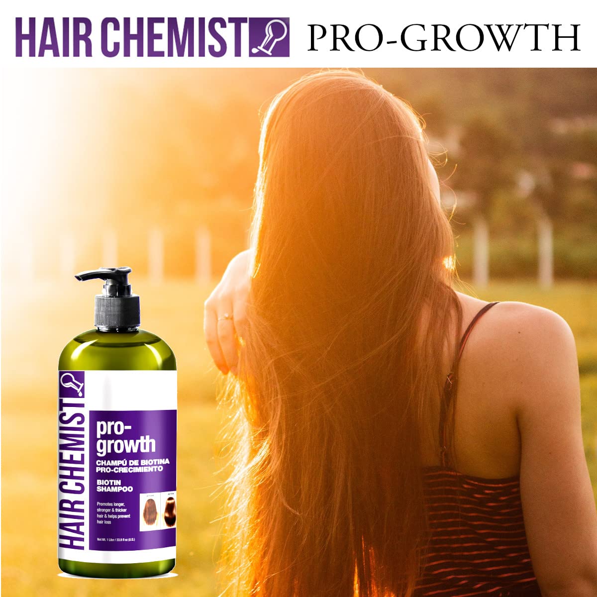 Hair Chemist Pro-Growth Shampoo dispensing pump for easy application