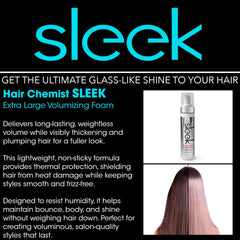 Hair Chemist SLEEK application on strand demonstrates heat protection