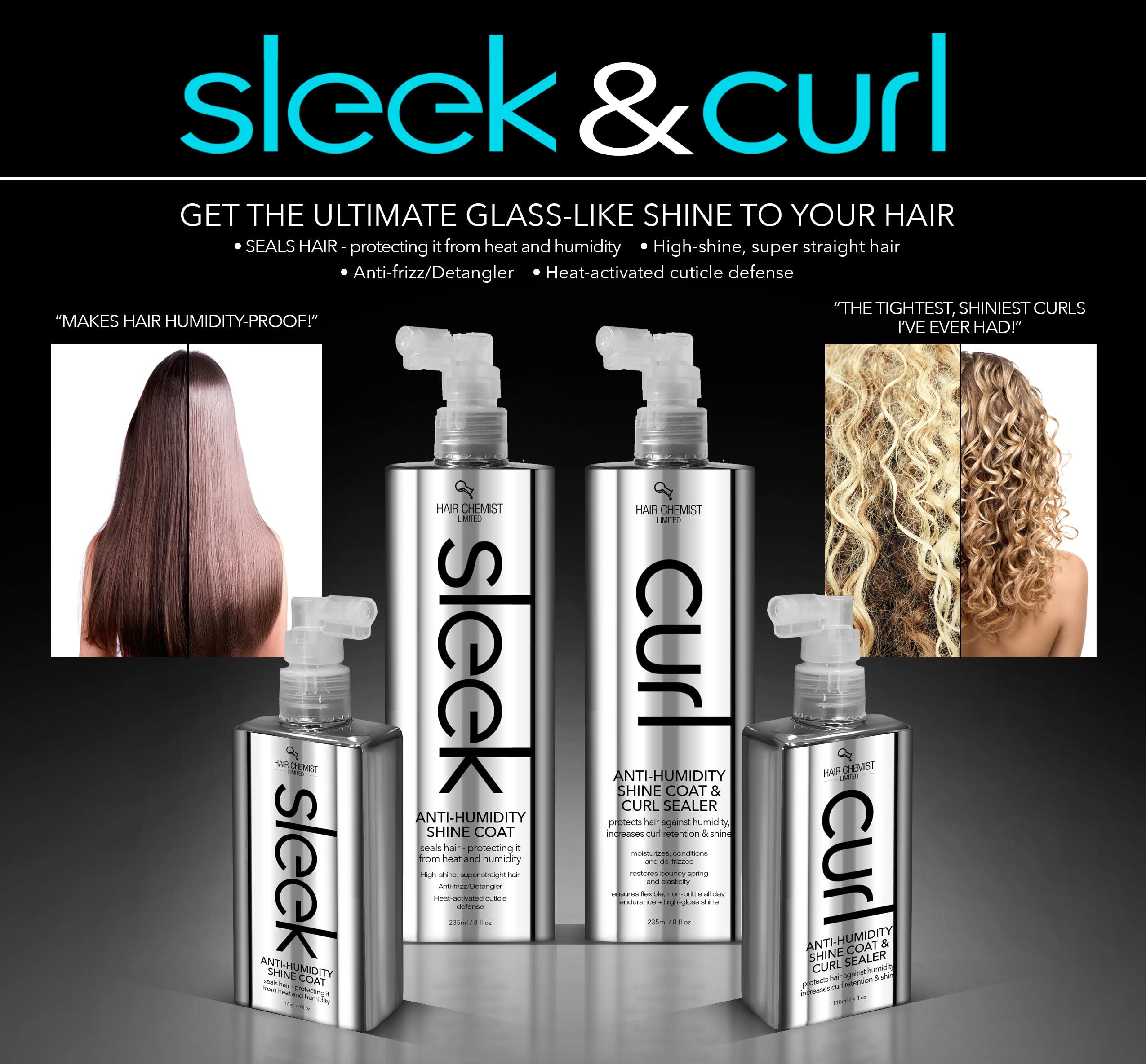 Hair Chemist Sleek anti-humidity formula protecting hair in humidity