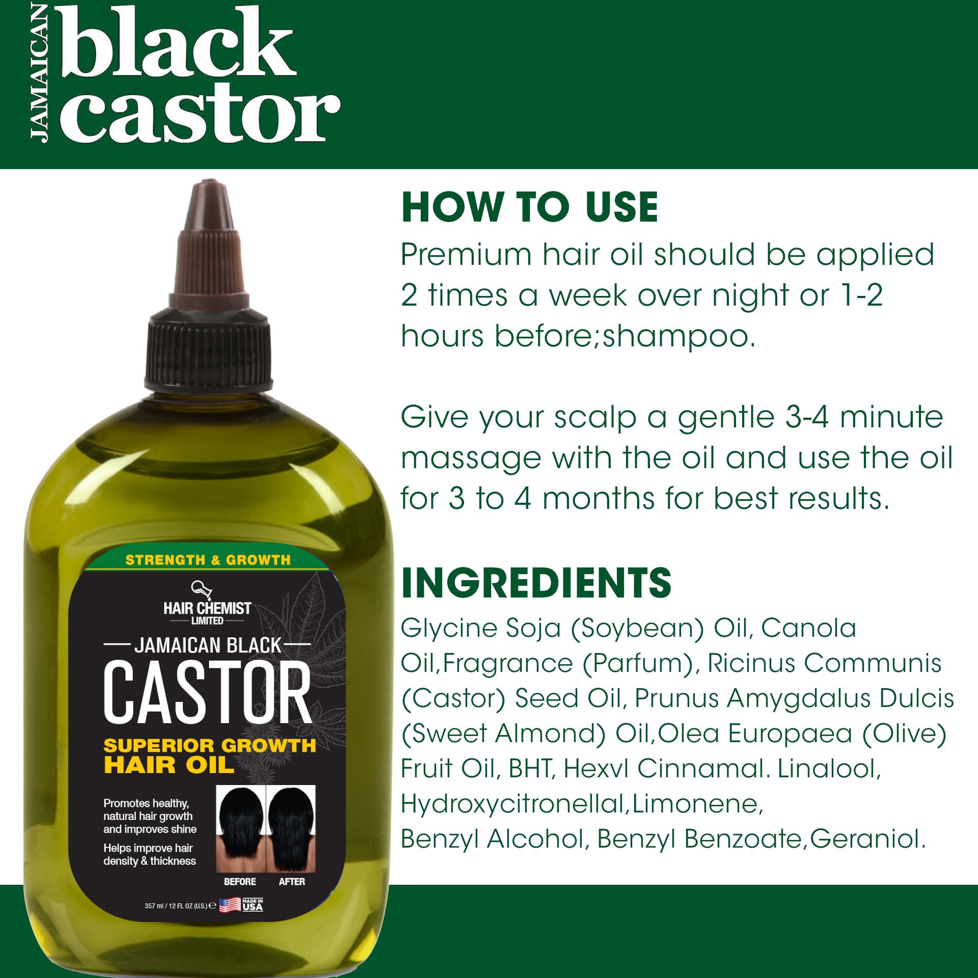 Hair Chemist Superior Growth results in shiny, smooth hair.