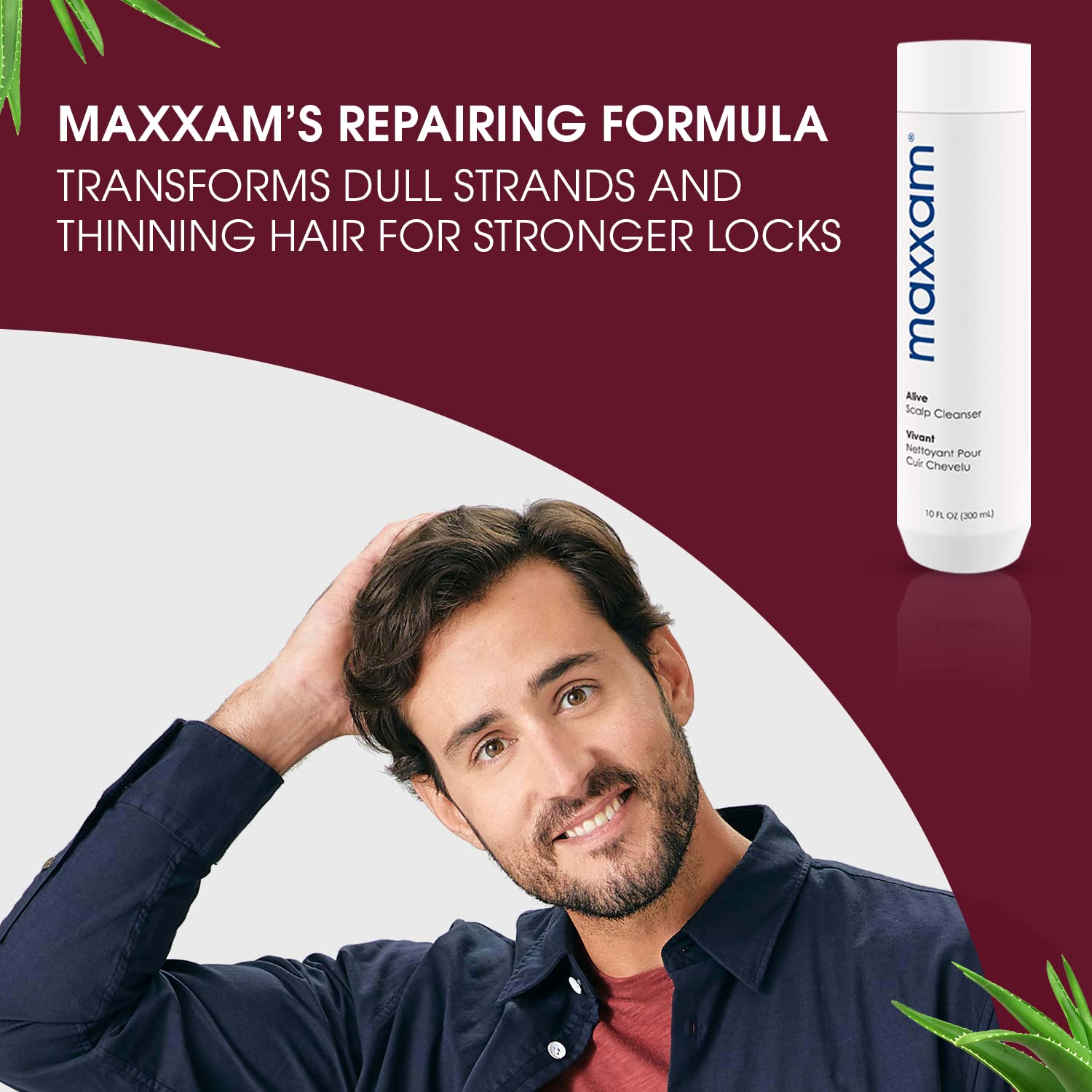 HAIR CLUB Maxxam clarifying shampoo ingredients highlight oat peptides for stronger hair.