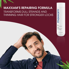 HAIR CLUB Maxxam clarifying shampoo ingredients highlight oat peptides for stronger hair.