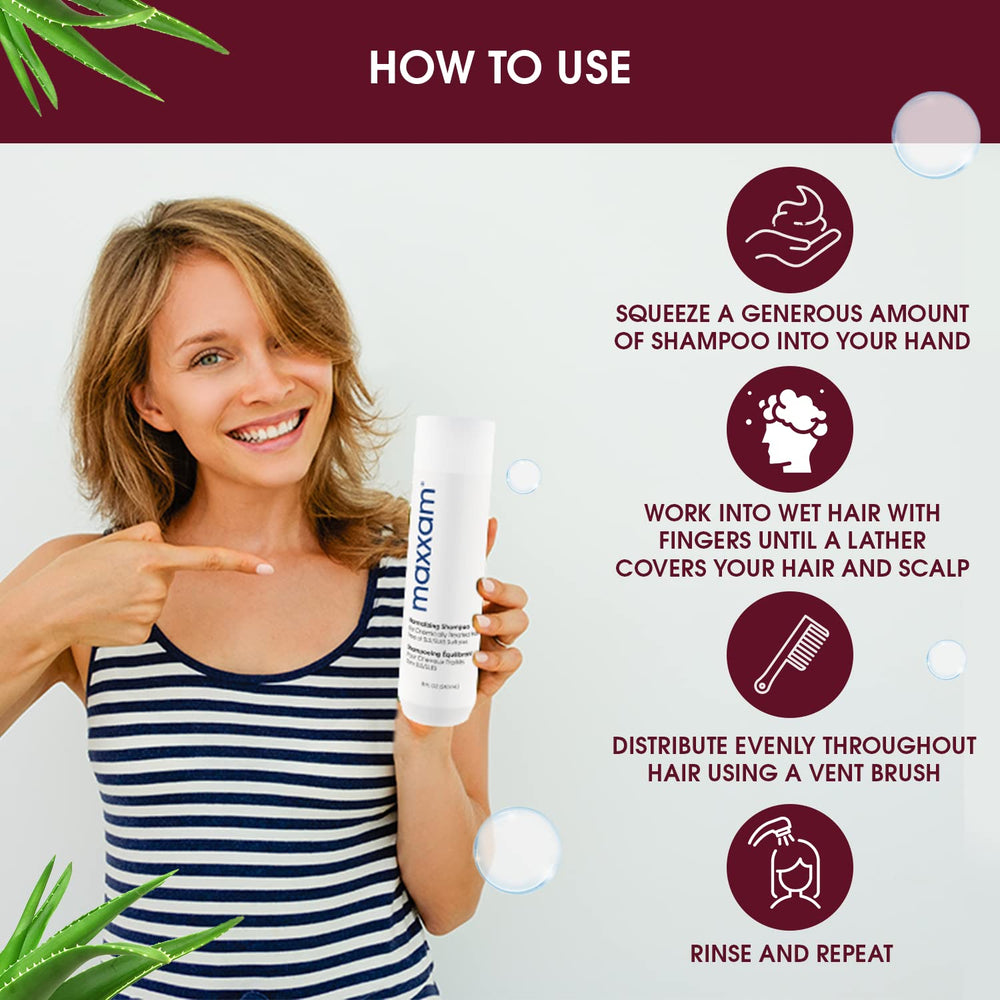 HAIR CLUB Maxxam step-by-step use showing pH-balanced routine