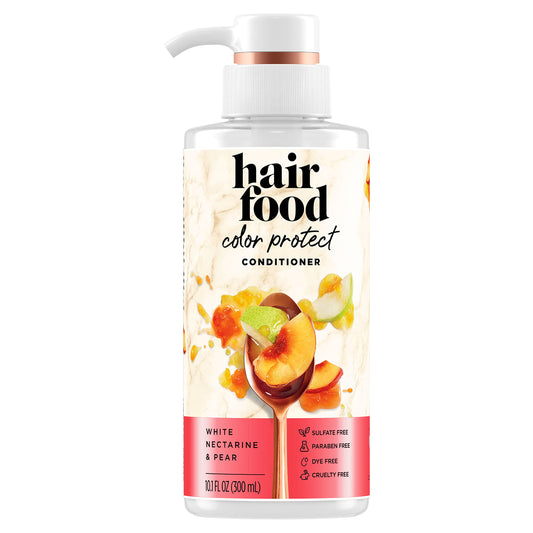 Hair Food Color Protect conditioner label highlighting sulfate-free formula for gentle care.