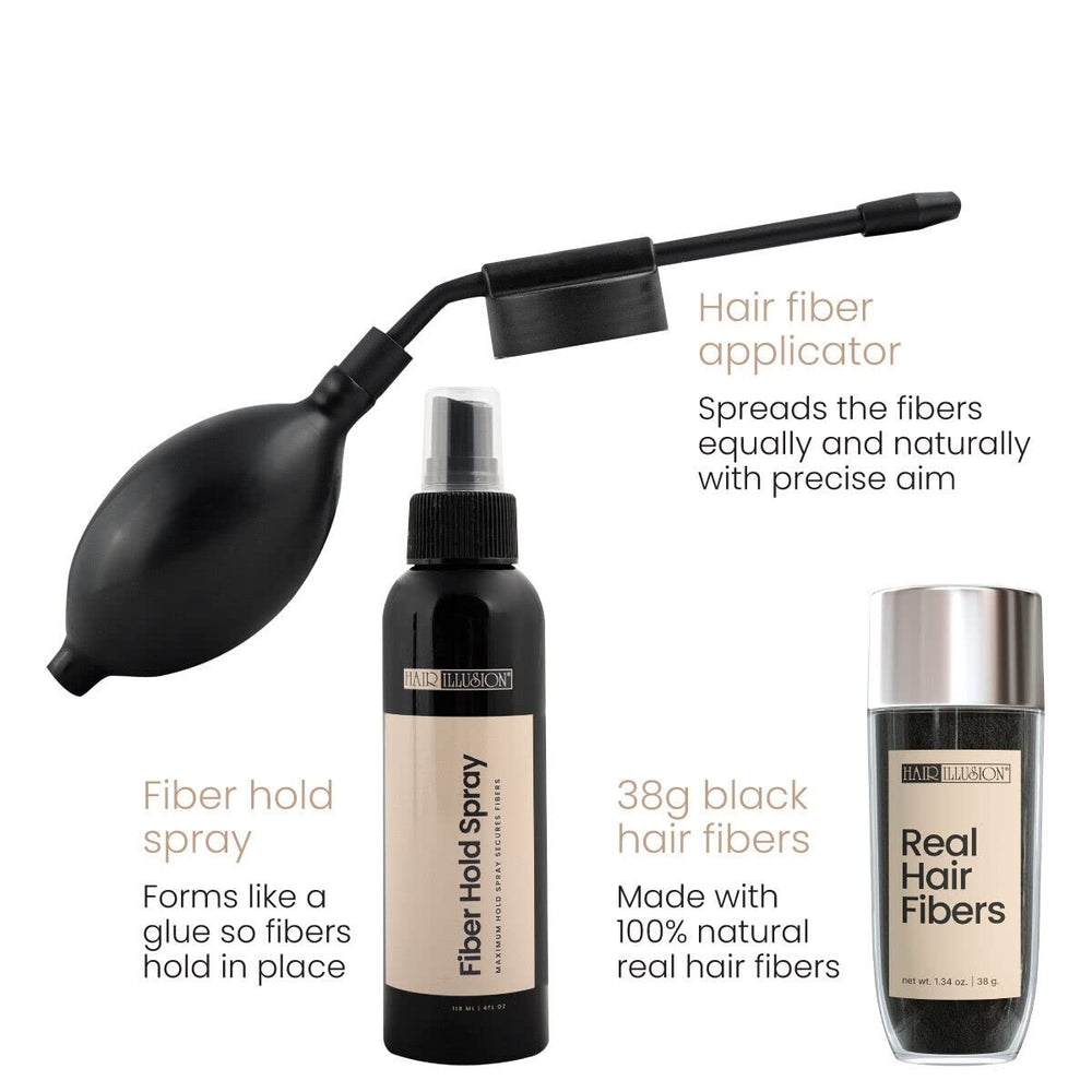Hair Illusion Combo Kit works for all hair types.