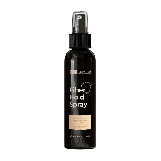 Hair Illusion Fiber Hold Hair Spray bottle showing secure fiber adhesion.