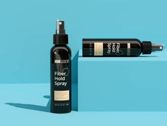 Hair Illusion Fiber Hold Hair Spray on bald head pre-application holds fibers securely.
