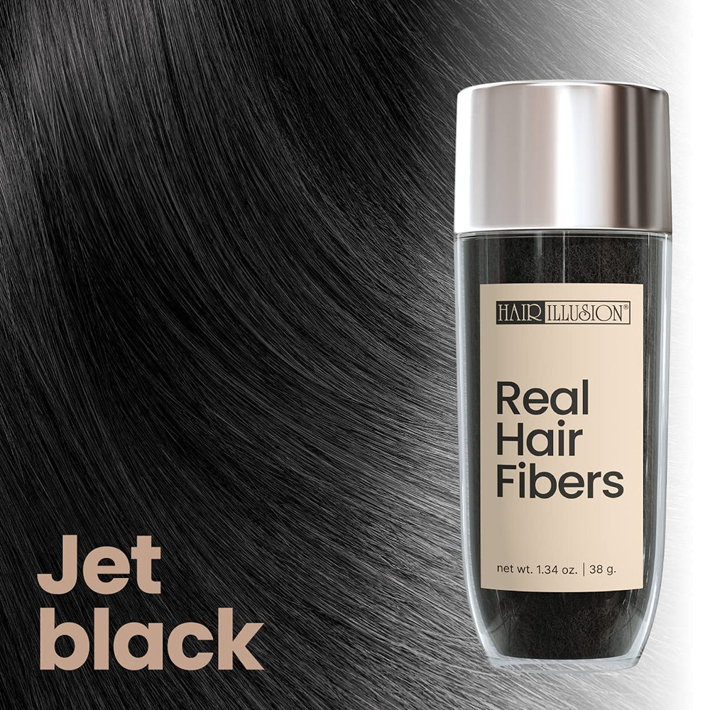 Hair Illusion hair fiber bonding close-up shows secure adhesion.