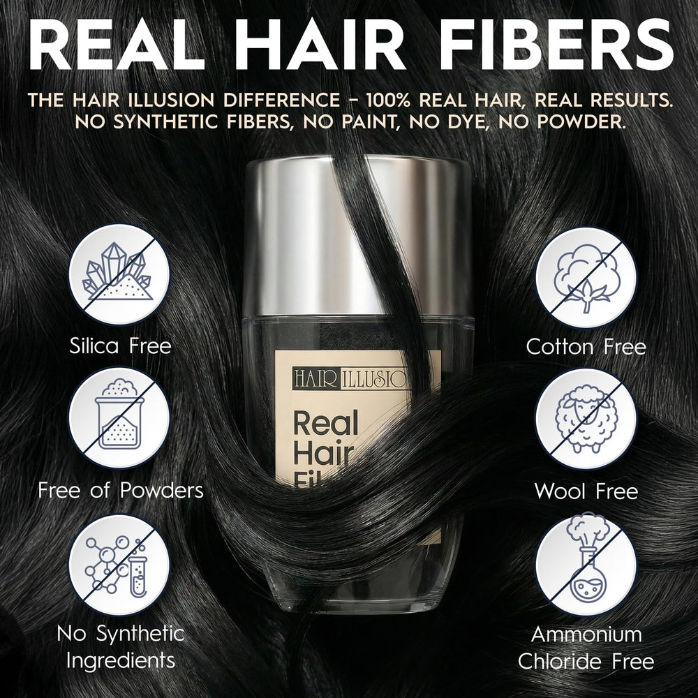 Hair Illusion hand-application blends fibers naturally with existing hair