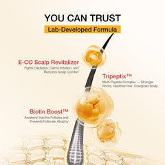 Hand applying shampoo to scalp demonstrates easy, even distribution.