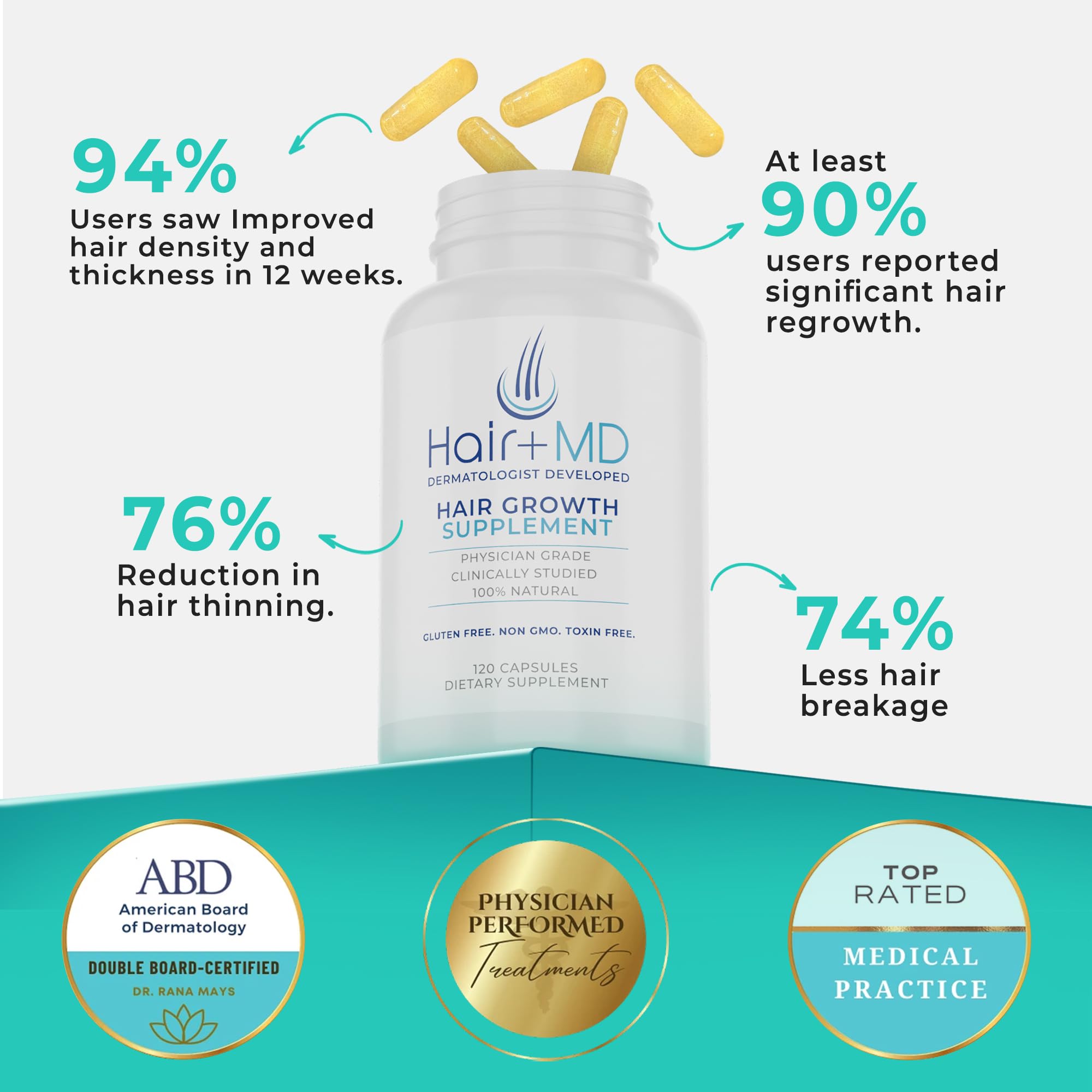 Hair Plus MD capsules close-up highlighting nourishing ingredients