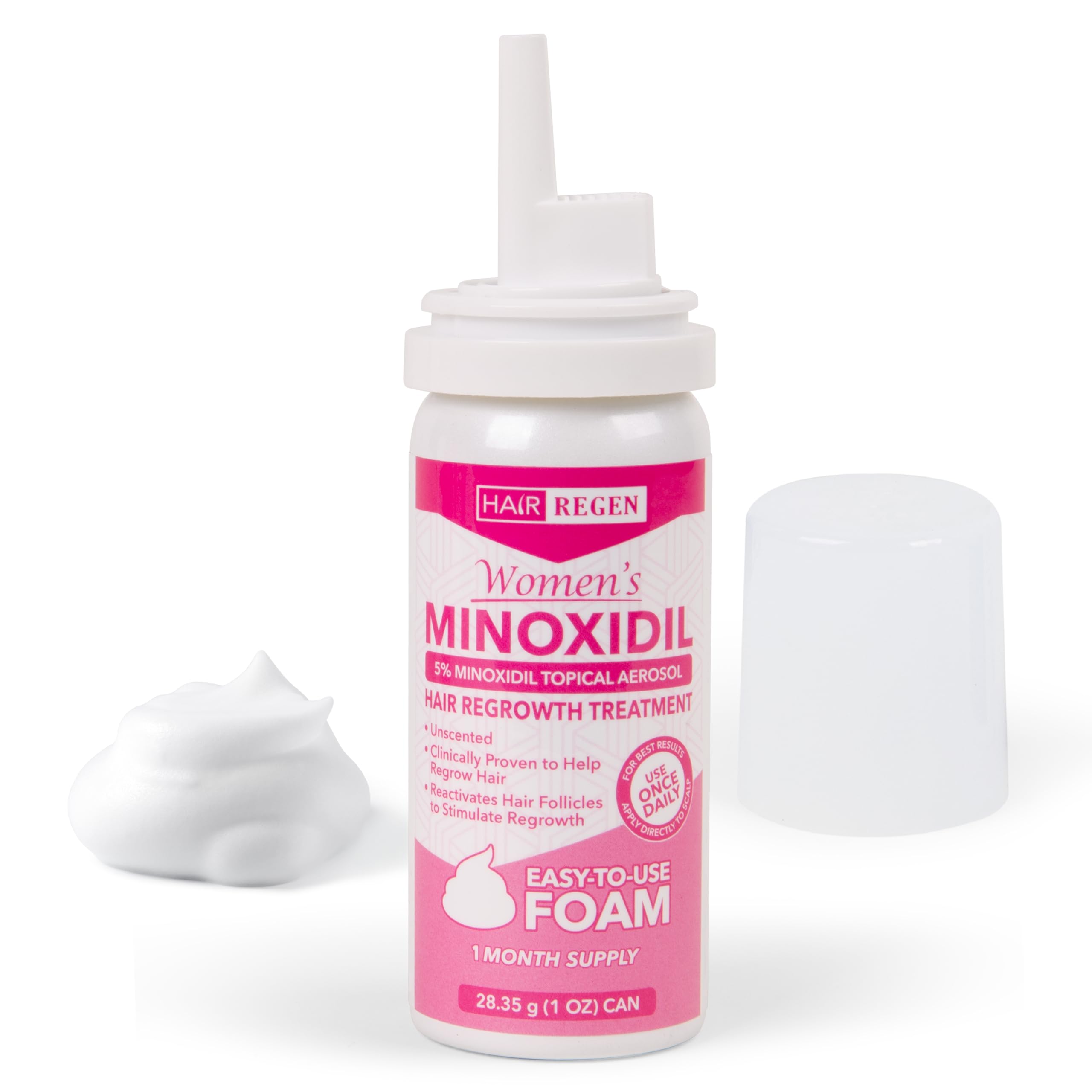 Hair Regen Minoxidil Foam for Women with precision nozzle enables easy application.