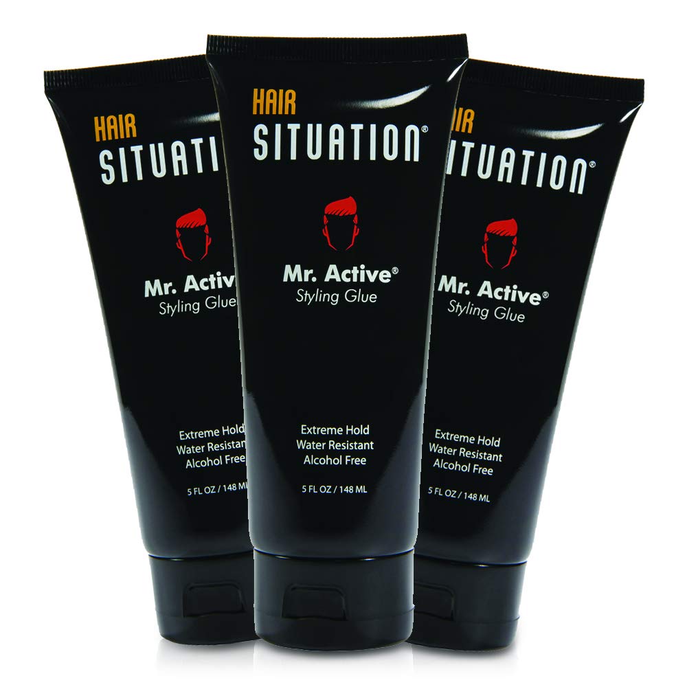 Hair Situation Mr. Active styling glue bottle offers all-day strong hold