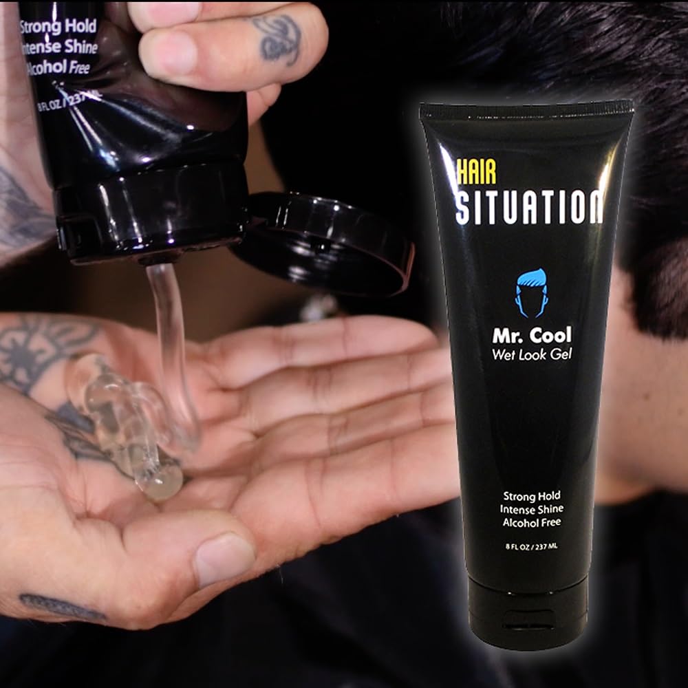 Close-up of Hair Situation Mr. Cool Wet Look Gel texture for luminous finish