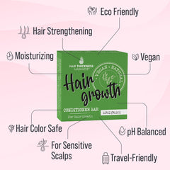 Hair Thickness Maximizer conditioner bar held in hand, portable and travel-friendly