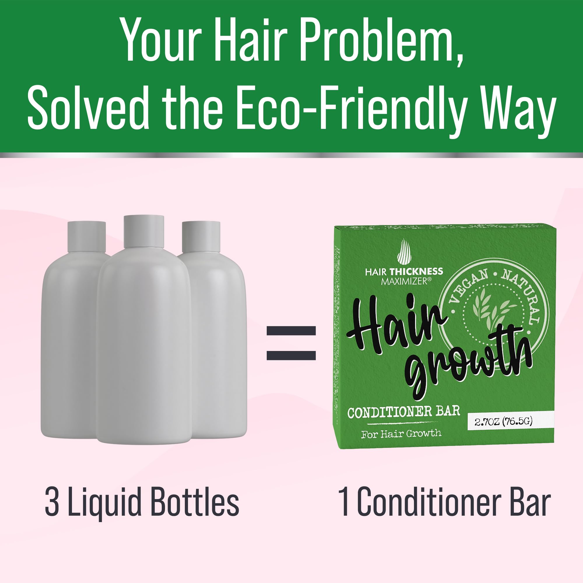 Hair Thickness Maximizer conditioner bar beside travel essentials, compact and mess-free
