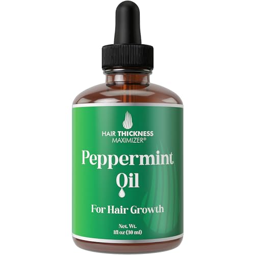 Hair Thickness Maximizer Peppermint Oil 1oz bottle with refreshing scalp-care appeal.