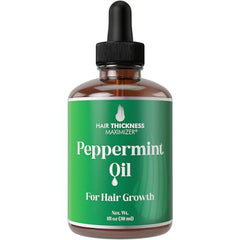Hair Thickness Maximizer Peppermint Oil 1oz bottle with refreshing scalp-care appeal.