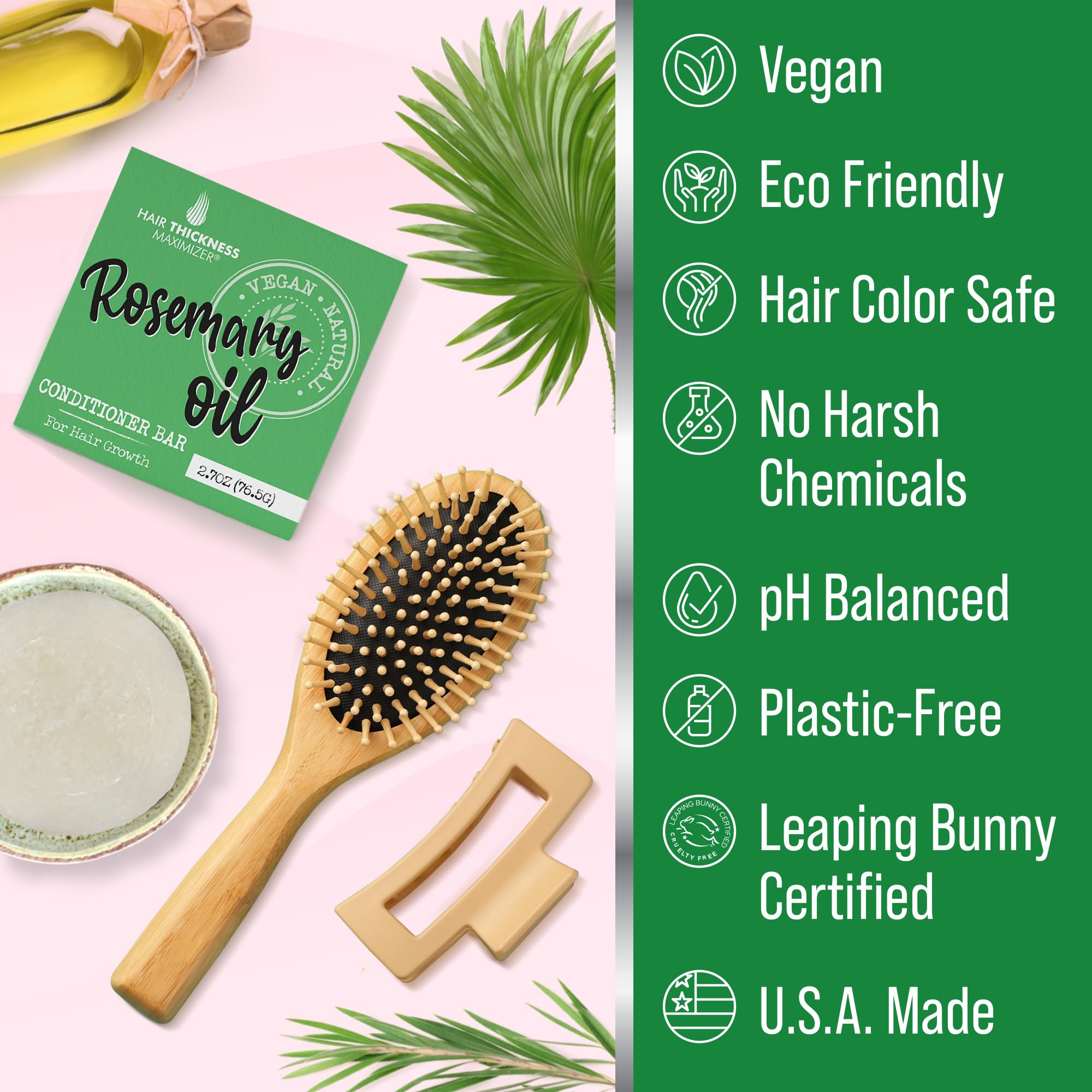 Hair Thickness Maximizer Rosemary Bar application demonstrating mess-free use.