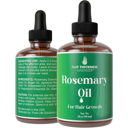 Hair Thickness Maximizer rosemary oil 1oz bottle for scalp hydration and healthier hair