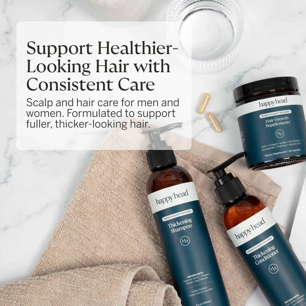 Happy Head hair-volume finish image showing lightweight lift for fine hair