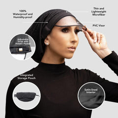 Hairbrella satin lined interior cap prevents frizz and flyaways in wet weather