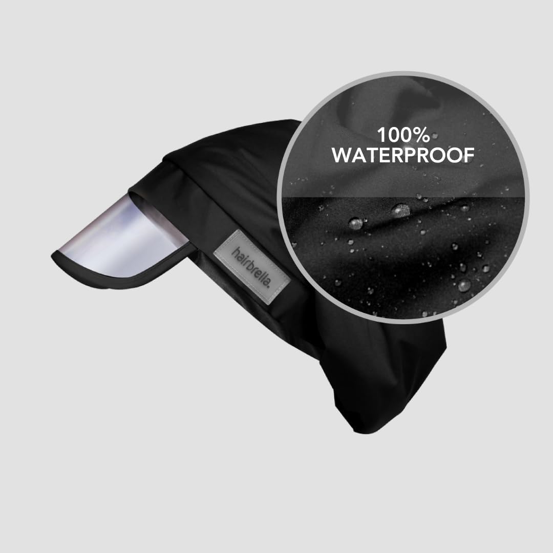 Hairbrella UV shielding visor protects skin and makeup on bright or rainy days