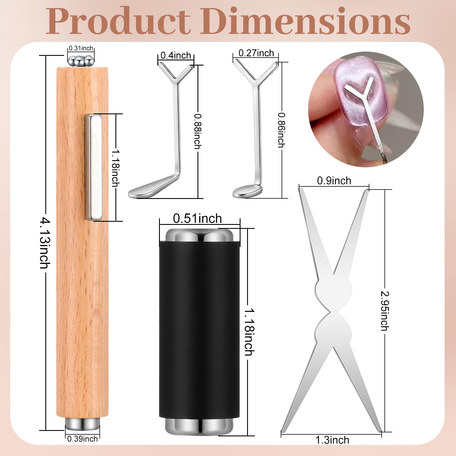 HairChrysm nail magnet cylinder enabling quick cat-eye effects