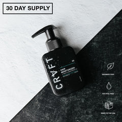 Hair Craft Co. CRVFT ingredients infographic highlights moisture enhancers for dry hair