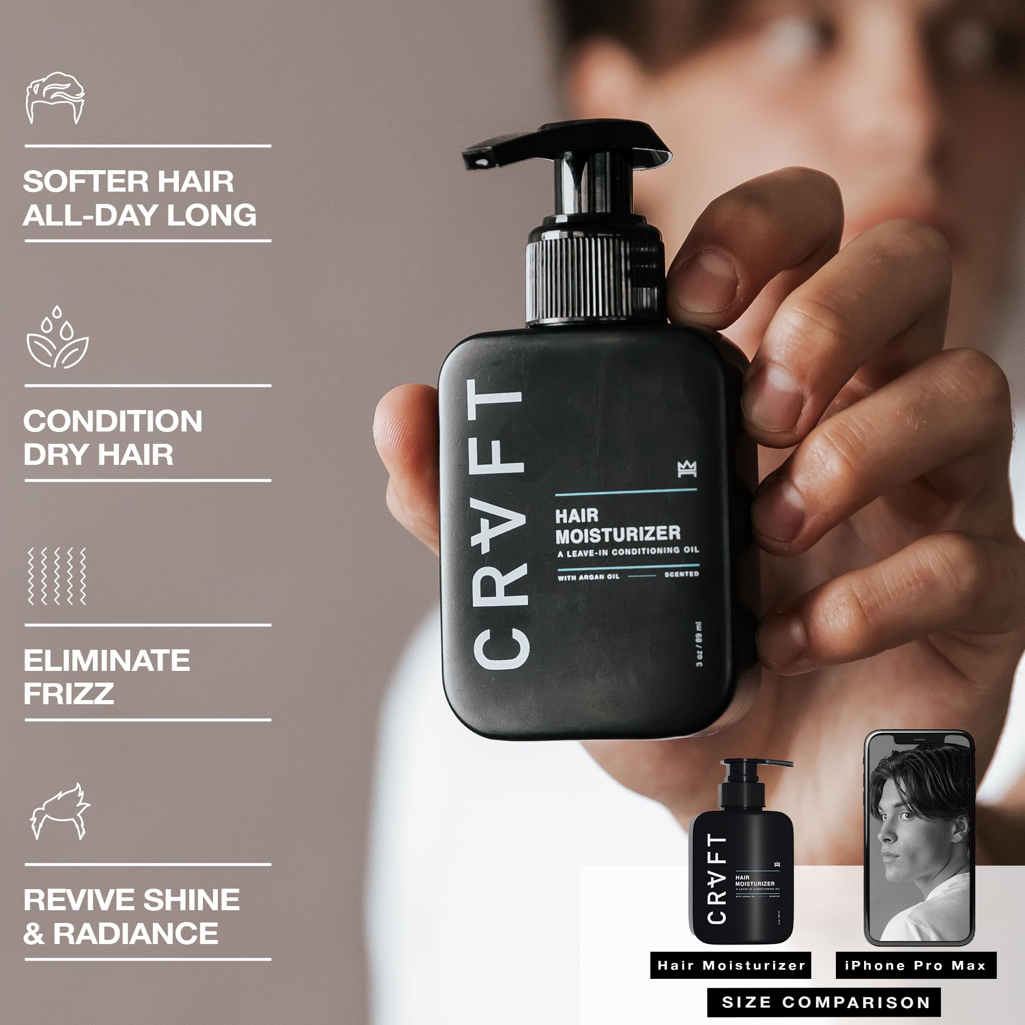 Hair Craft Co. CRVFT leave-in texture application shows smooth styling potential